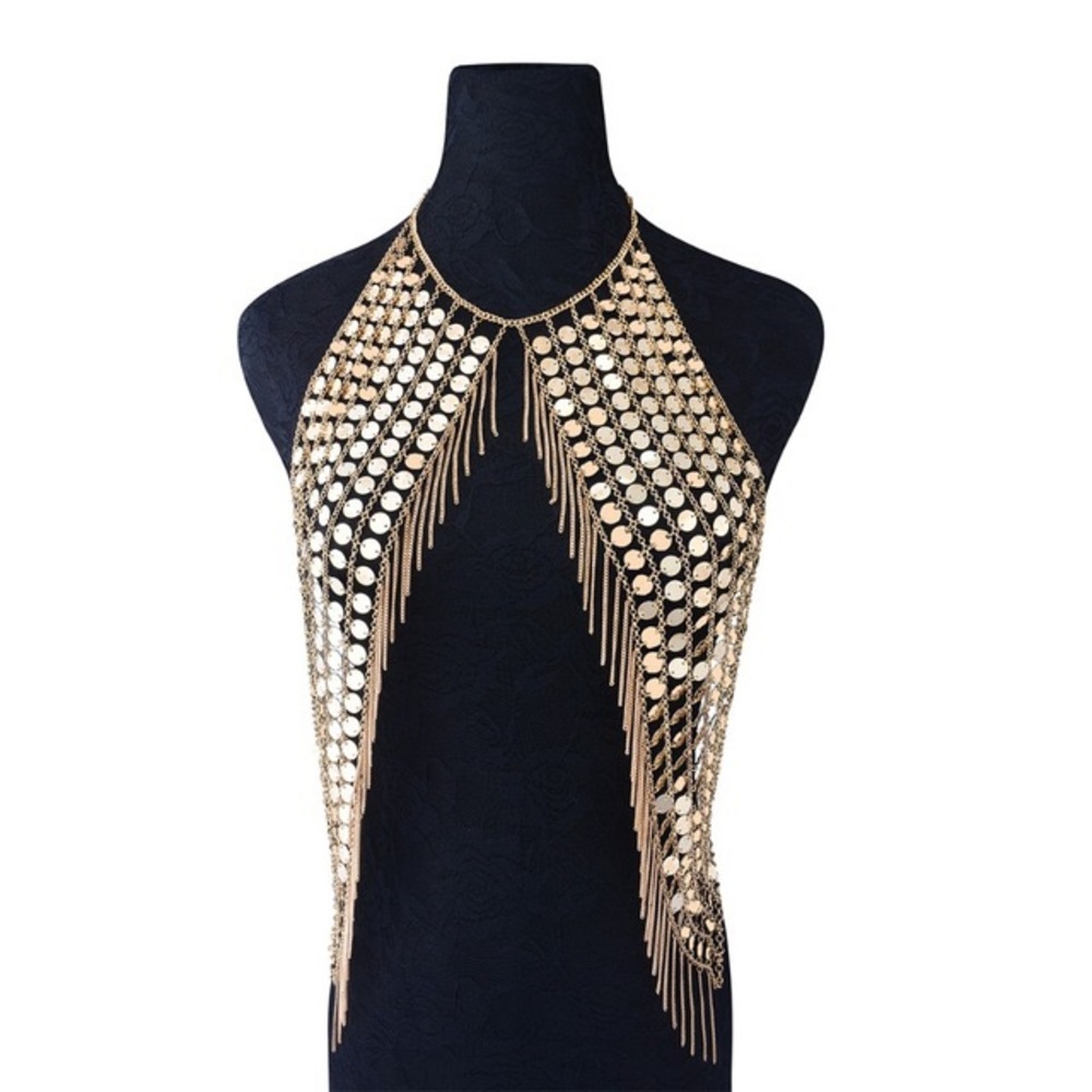 Gold chain bra